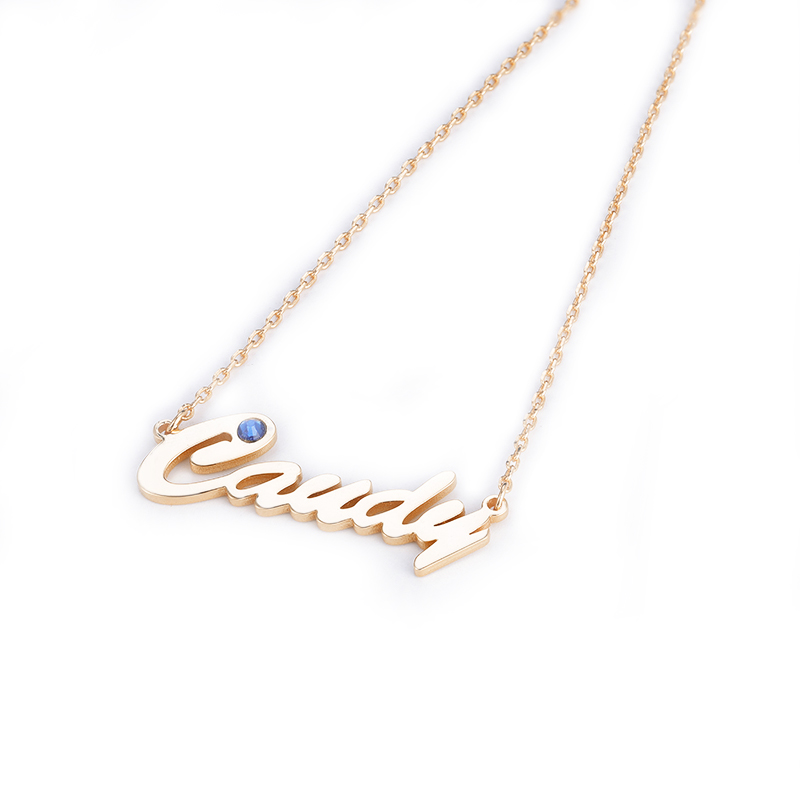 誕生石付き ネーム ネックレス