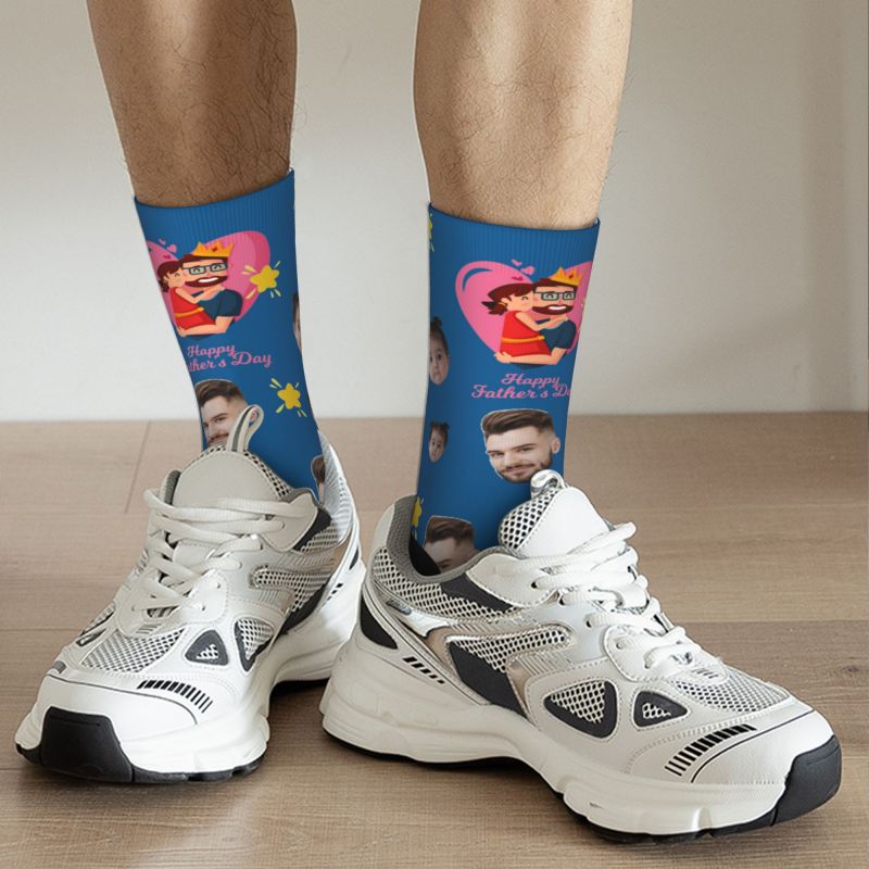 Customizable Face Socks Add 2 Photo Father's Day Gift