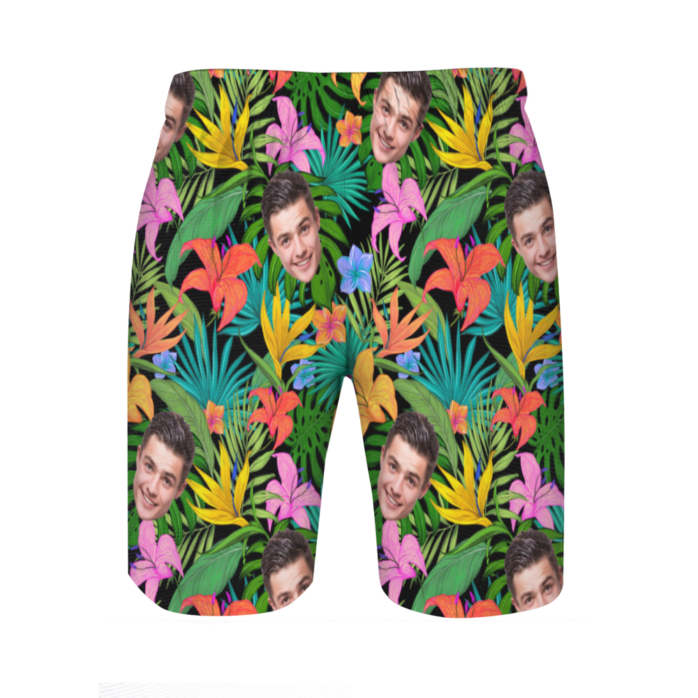 Personalized Picture Men's Beach Shorts Stylish Design Gift for Grandpa