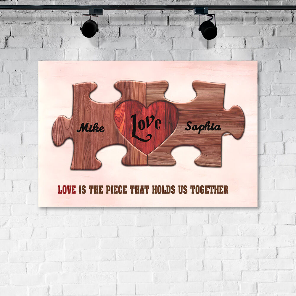 Personalized Name Puzzle Canvas Wall Art Creative Gift for Couples