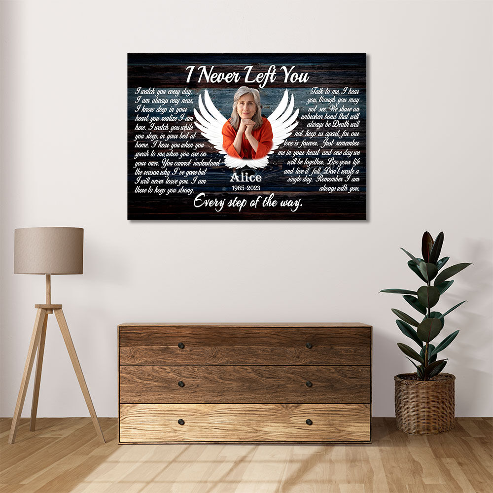 Personalized Picture Canvas Wall Art with Custom Name And Date Memorial Present for Family