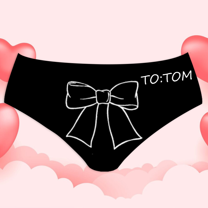 Personalized Name Women's Underwear with Bow Pattern Simple Present for Her