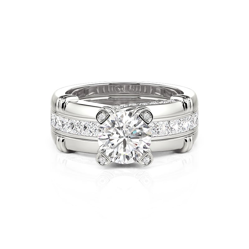 Silver Knot Round Cut Interchangeable Wedding Ring Sets for Women