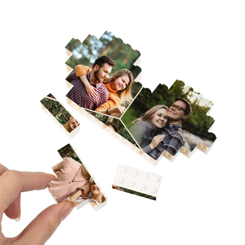 Personalized Heart-Shaped Photo Block Puzzle Warm Gift For Wife