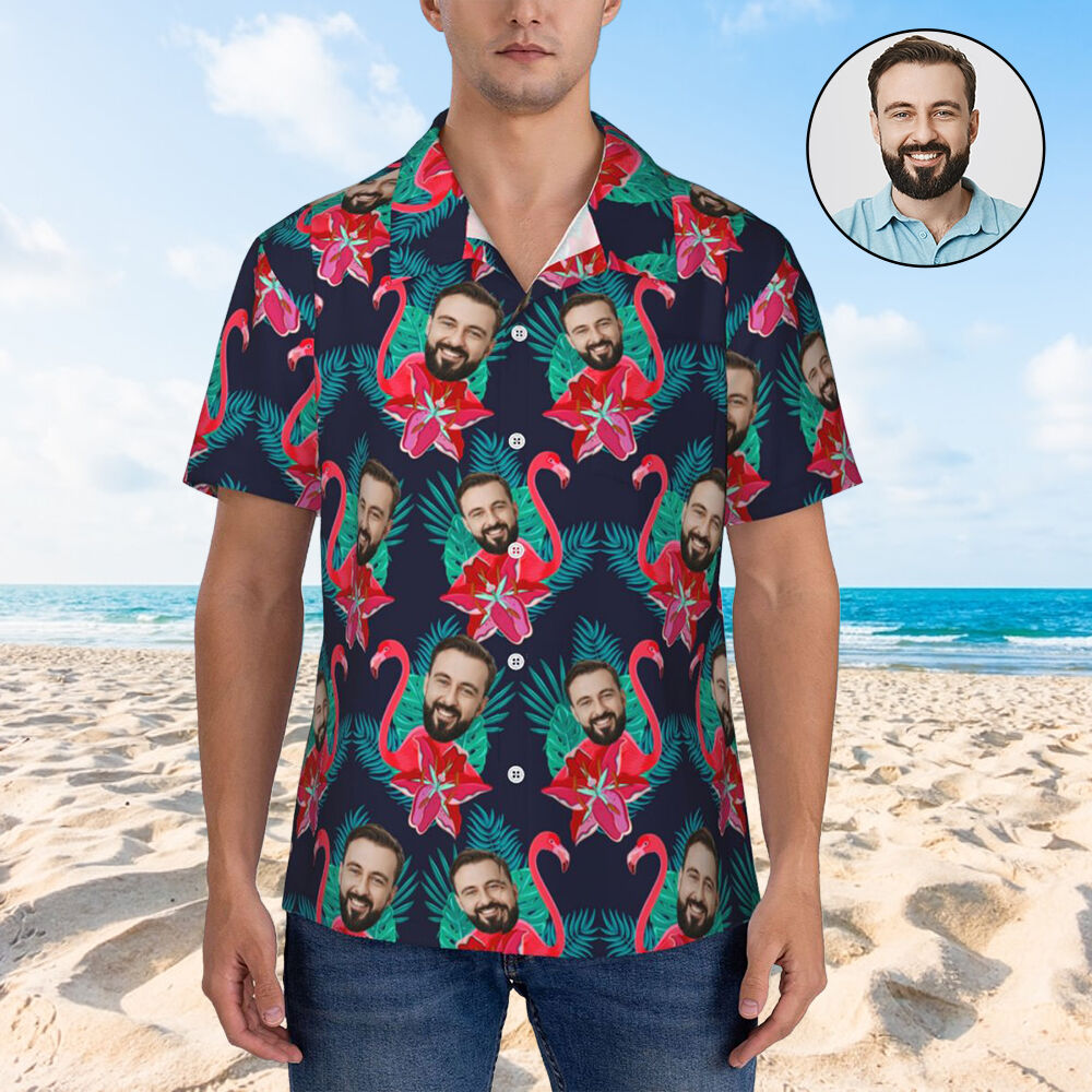 Custom Hawaiian Shirts Colorful Flamingo Aloha Beach Shirt for Men