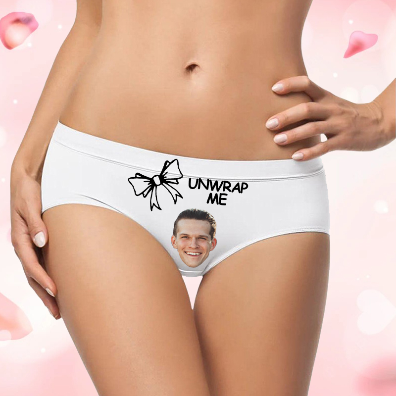 Personalized Photo Women's Underwear Funny Gift for Valentine's Day "Unwrap Me"
