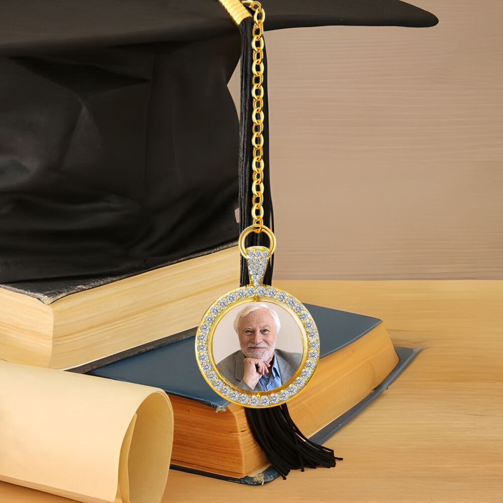 Nappa laurea foto personalizzata Strass rotondo Mini decorazione per tocco laurea per amici