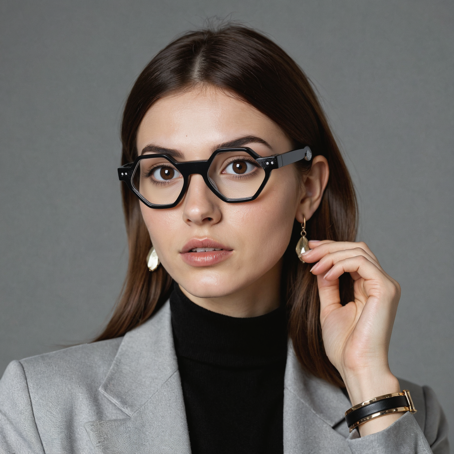 Stuart Geometric Black Glasses
