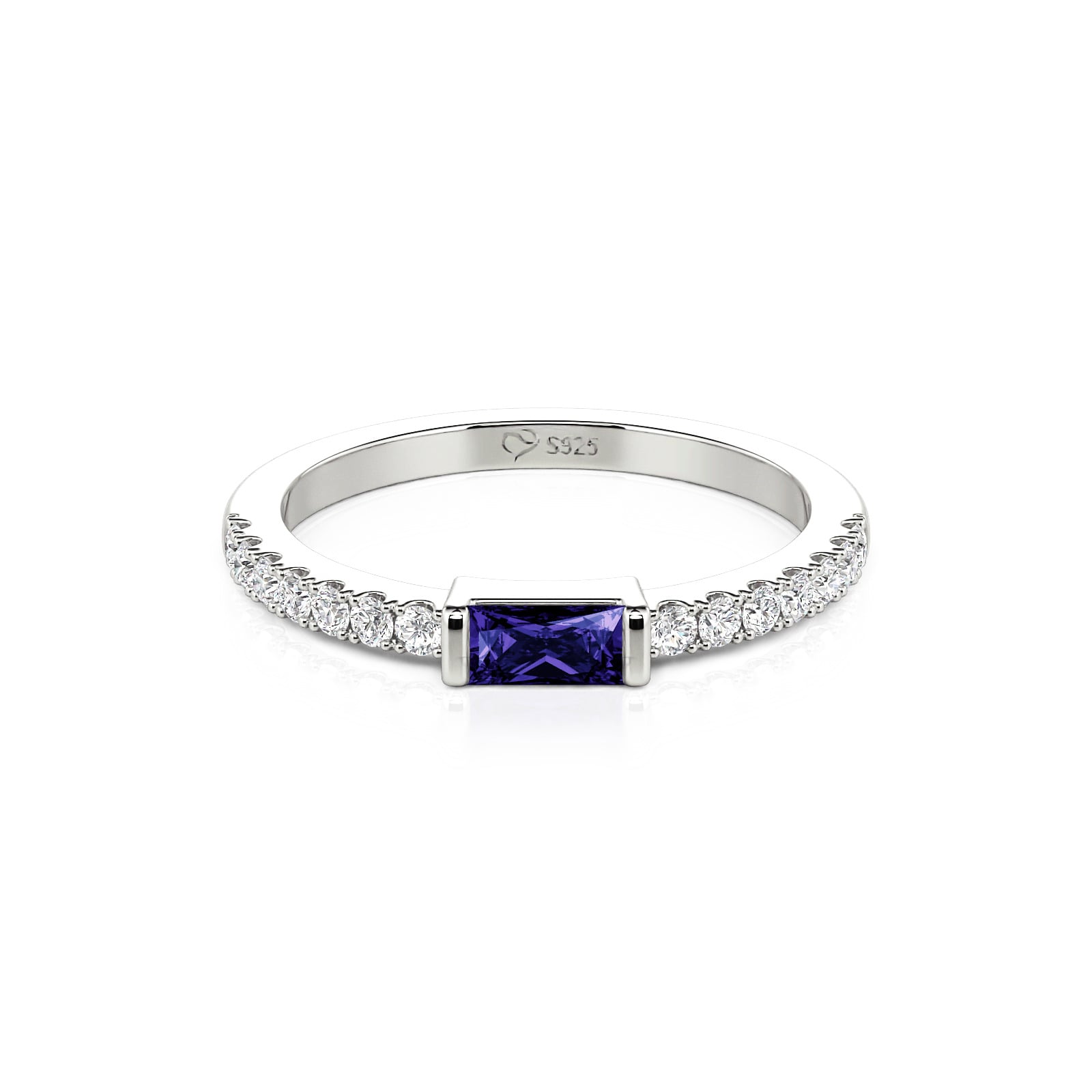 Jeulia Custom Dainty East West Baguette Cut Birthstone Ring