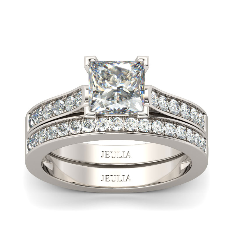 Best Princess Cut Sterling Silver Wedding Ring Set for Her