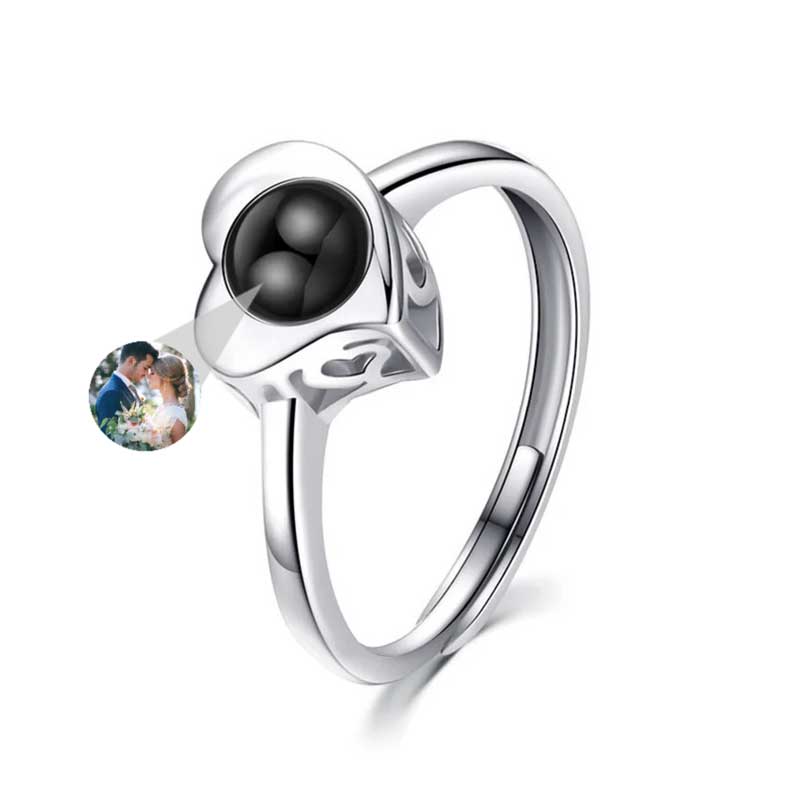 Anello Personalizzato con Foto Dentro a Forma di Cuore
