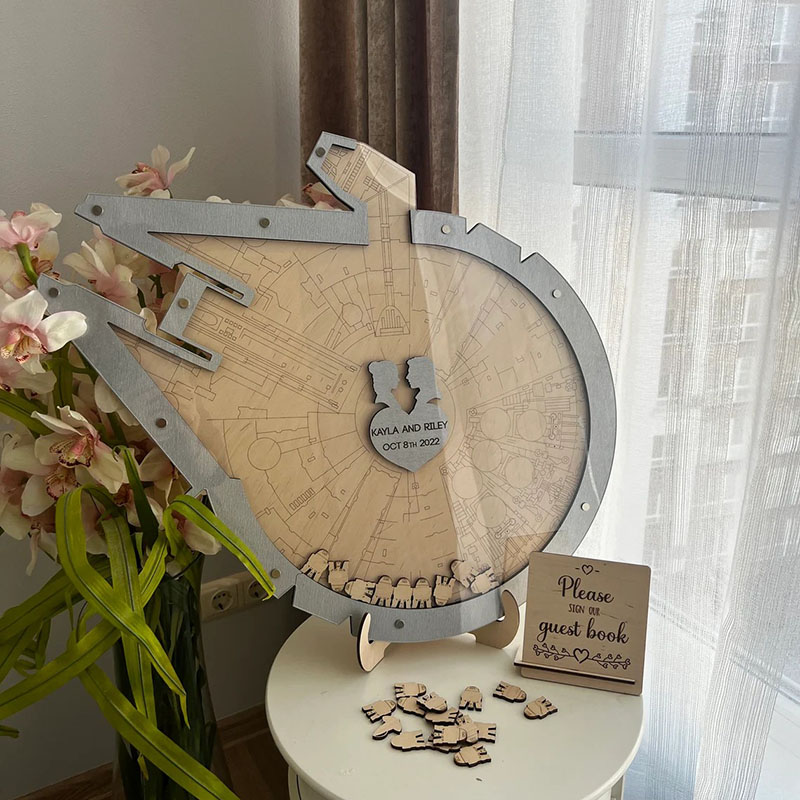 Personalized Starship Wooden Acrylic Custom Name Guest Book