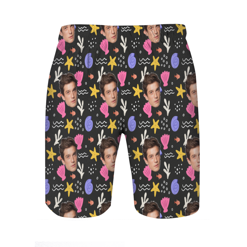 Gepersonaliseerde strandshort voor heren met schelppatroon Leuk cadeau voor papa