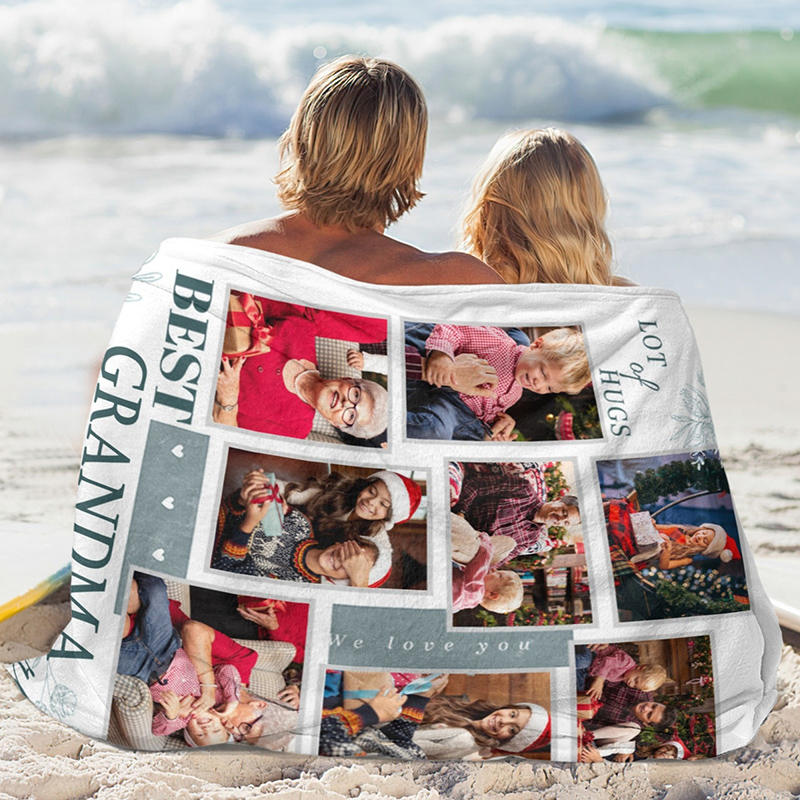Personalized Photo Blanket with Leaves Pattern Simple Gift for Family