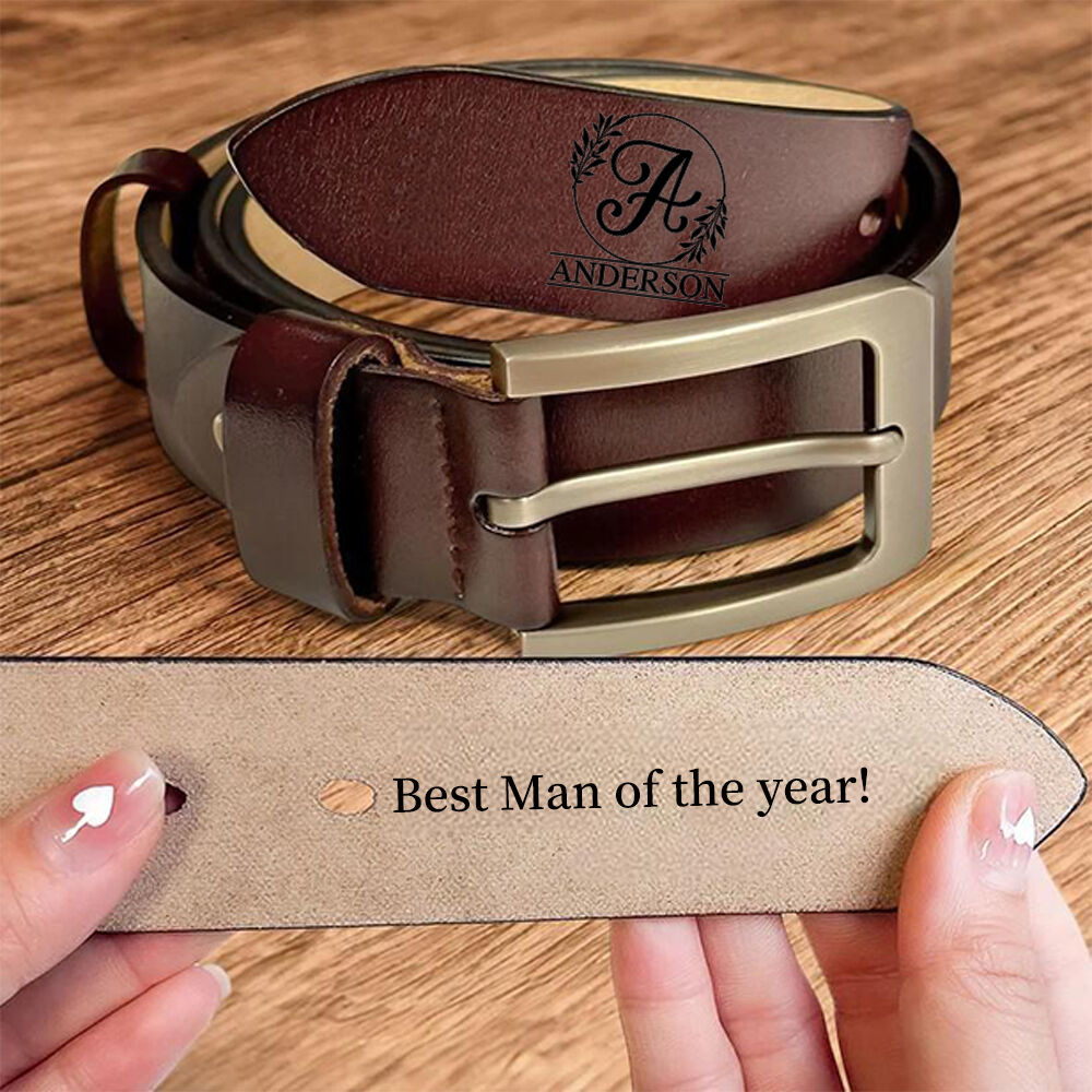Gepersonaliseerde leren riem voor mannen Gepersonaliseerde naam van de bruidegom cadeau voor goede vrienden