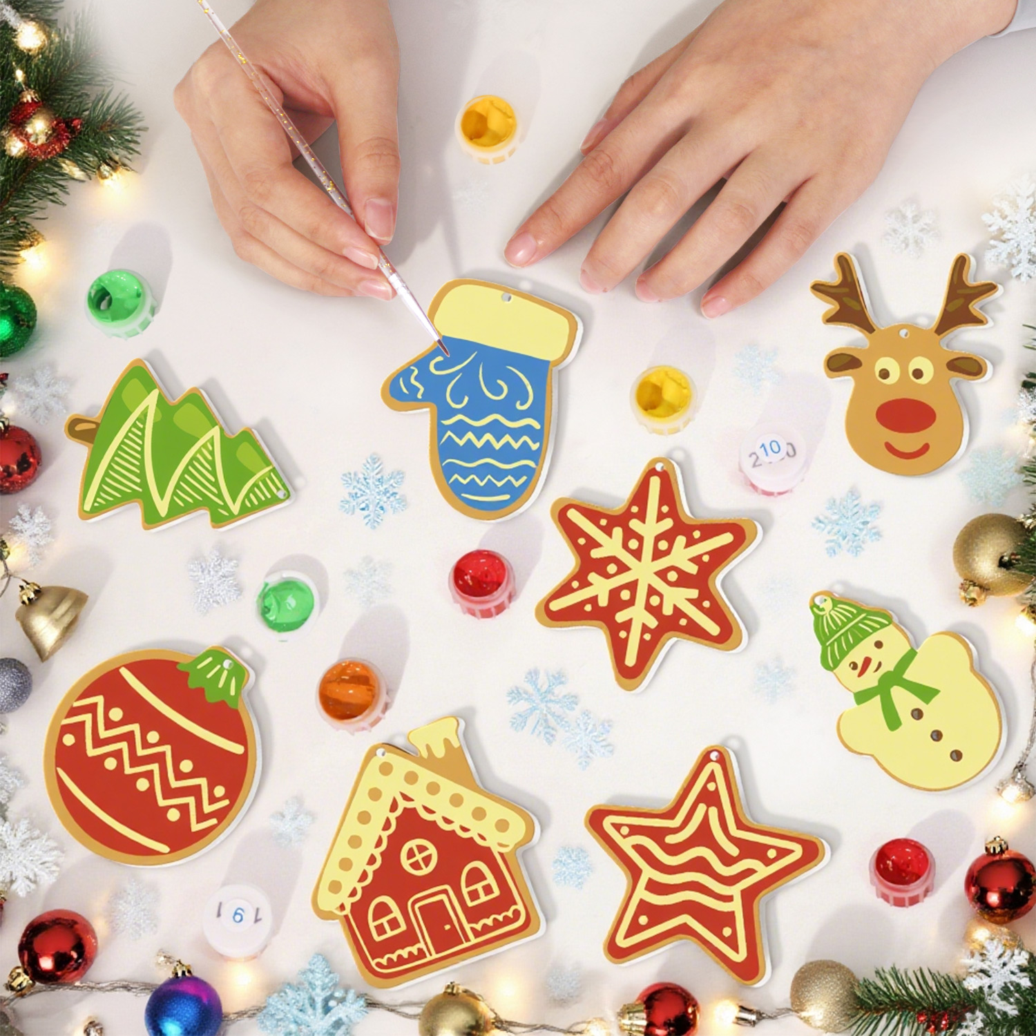 DIY Hand-Painted Christmas Ornaments Set Perfect Gift for Family