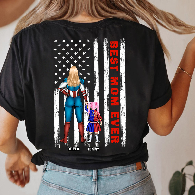 T-shirt personnalisé Best Mom Ever avec nom de héros optionnel Cadeau idéal pour la fête des mères