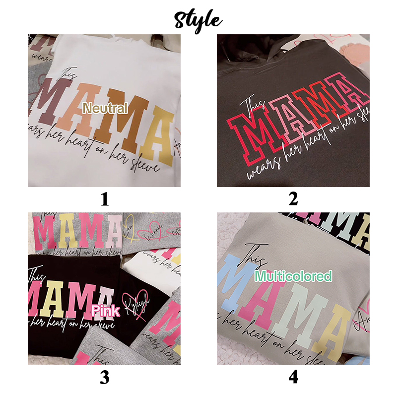 Personalized Sweatshirt This Mama Wearing Her Heart On Her Sleeve Warm Gift for Mother's Day