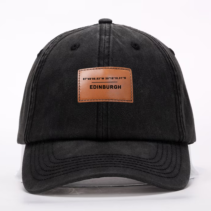 Sombrero Personalizado Diseño de Cuero Coordenadas de Ubicación Personalizadas Regalo Único para Ser Querido