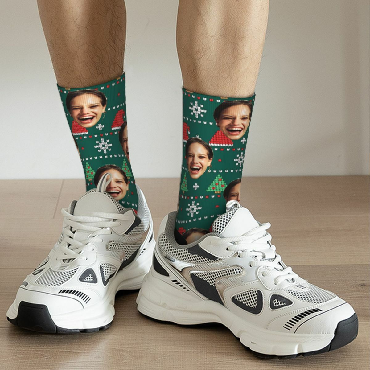 Customized Face Socks Add Photo Mid-Calf Socks for Christmas