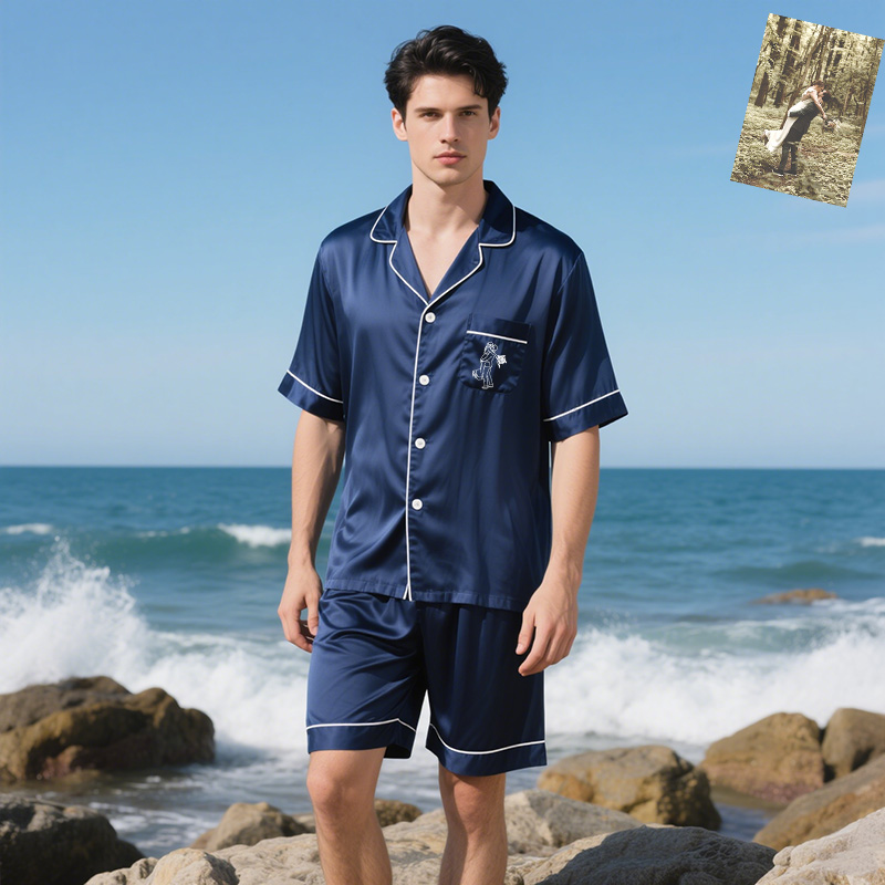 Personalized Pajama Set with Custom Picture Romantic Gift for Husband