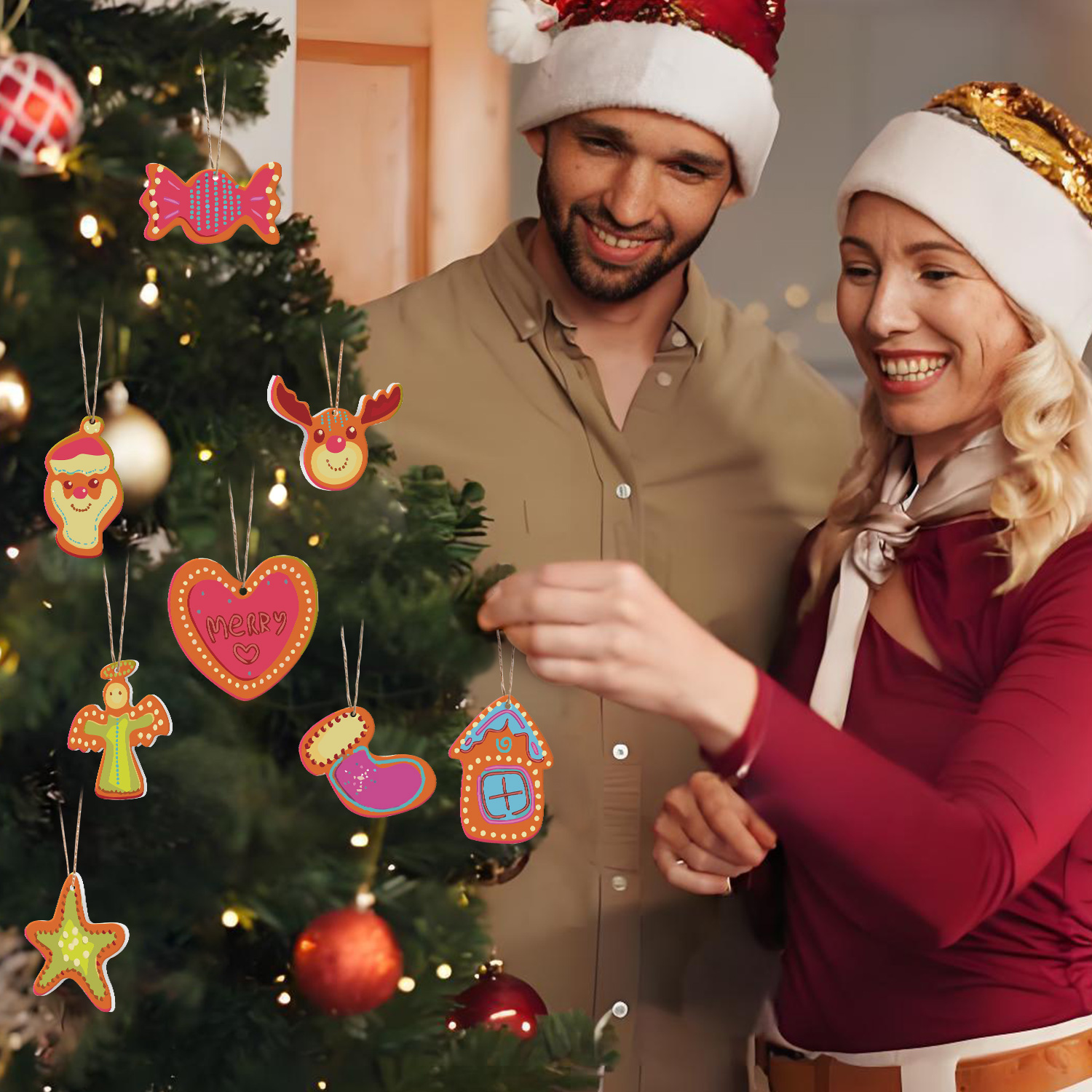 Juego de adornos navideños DIY, regalo elegante para niños