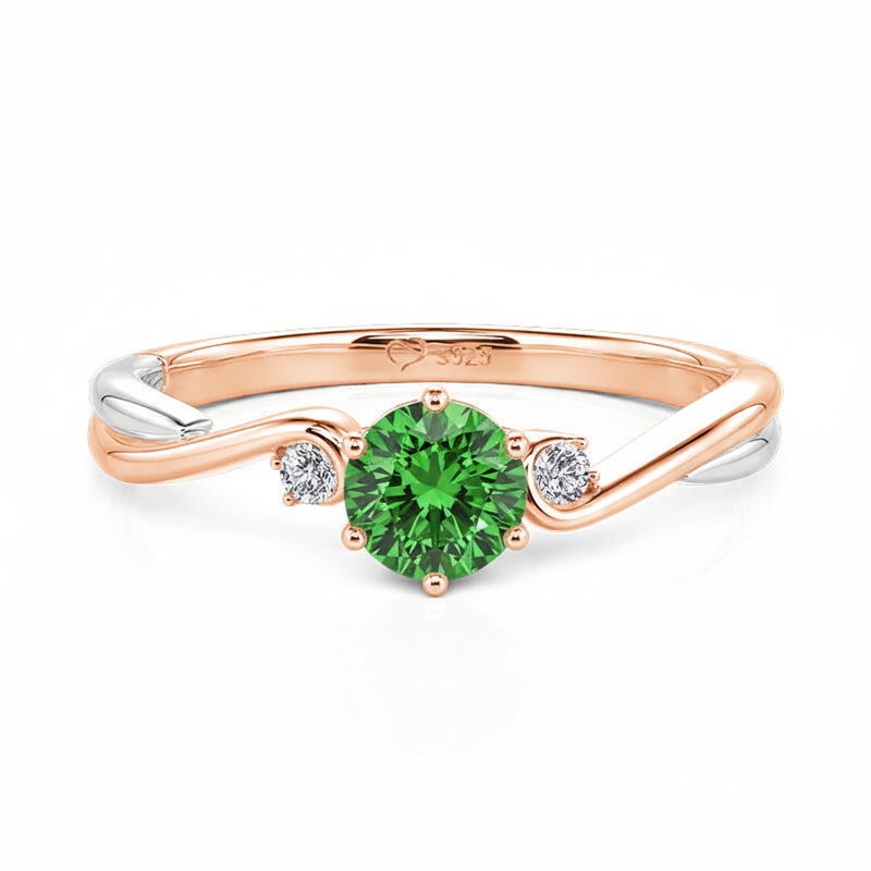 Jeulia Two Tone Three Stone Custom Birthstone Twist Ring