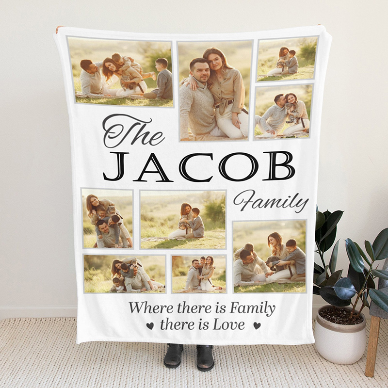 Personalized Photo Blanket Best Gift for Family "There is Love"