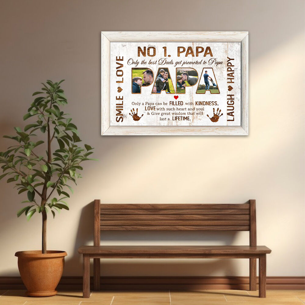 Personalized Picture Canvas Wall Art Wonderful Father's Day Present "NO.1 Papa"
