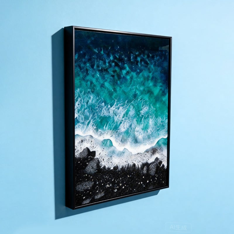 Layered Wave Resin Ocean Wall Art:Reslol Sand & Pebble Rectangular ...