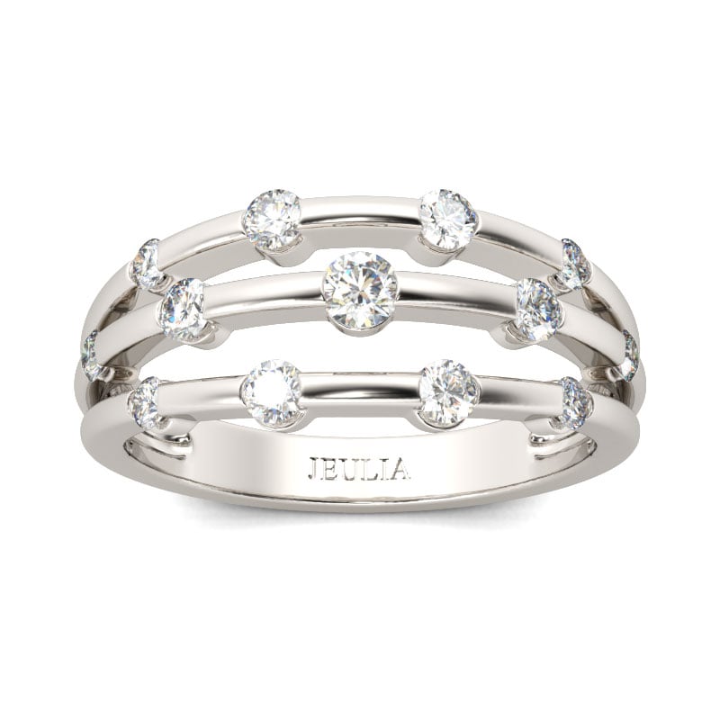 Unique Split Shank Round Cut Sterling Silver Women's Wedding Band