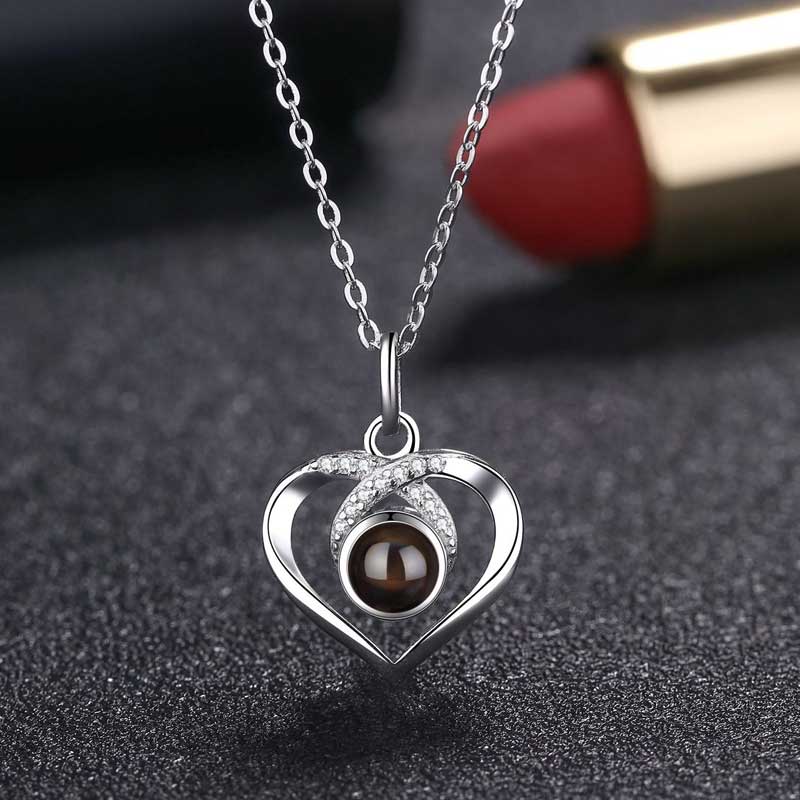 Personalized Photo Projection Necklace -Heart Love