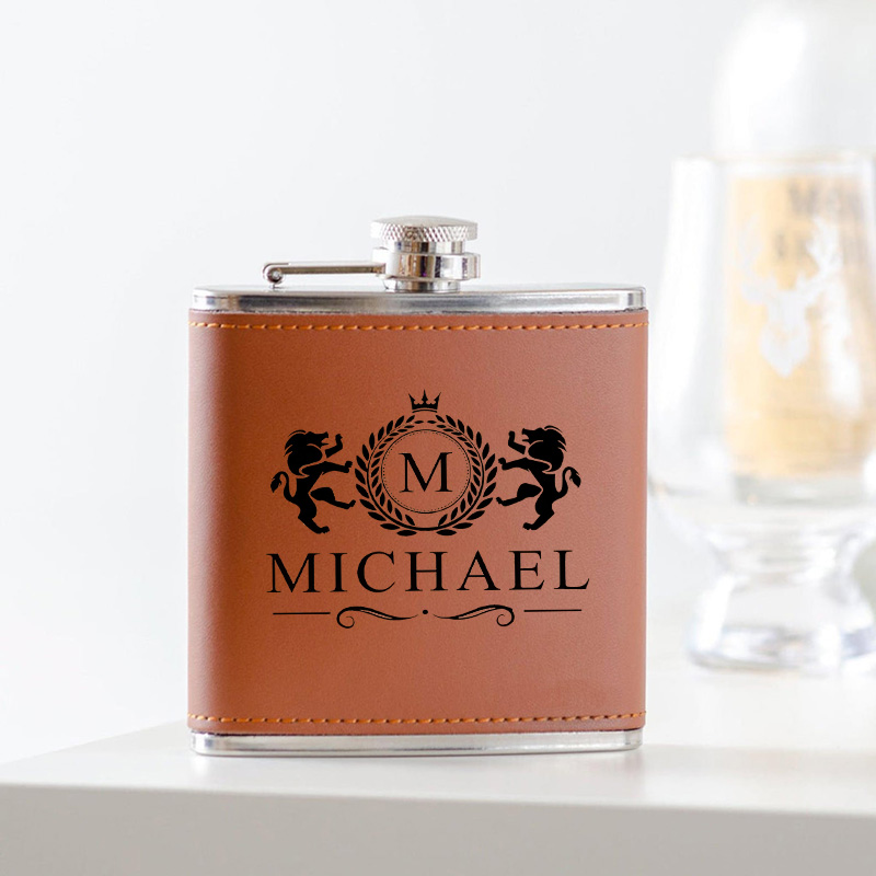 Personalized Name Wine Pot with Lions Pattern Creative Gift for Brave Person