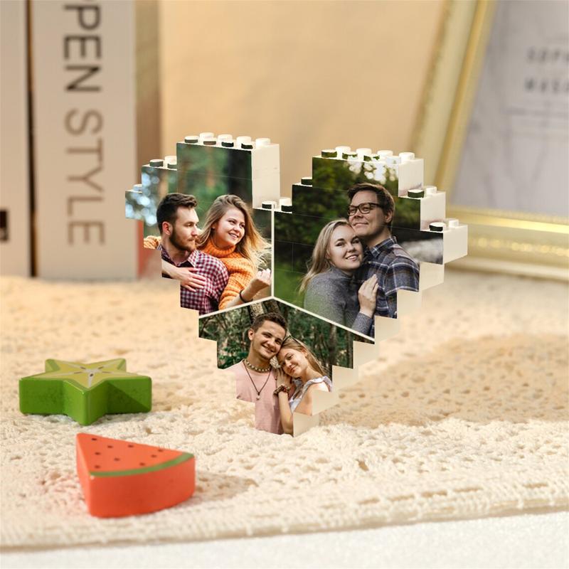 Personalized Heart-Shaped Photo Block Puzzle Warm Gift For Wife