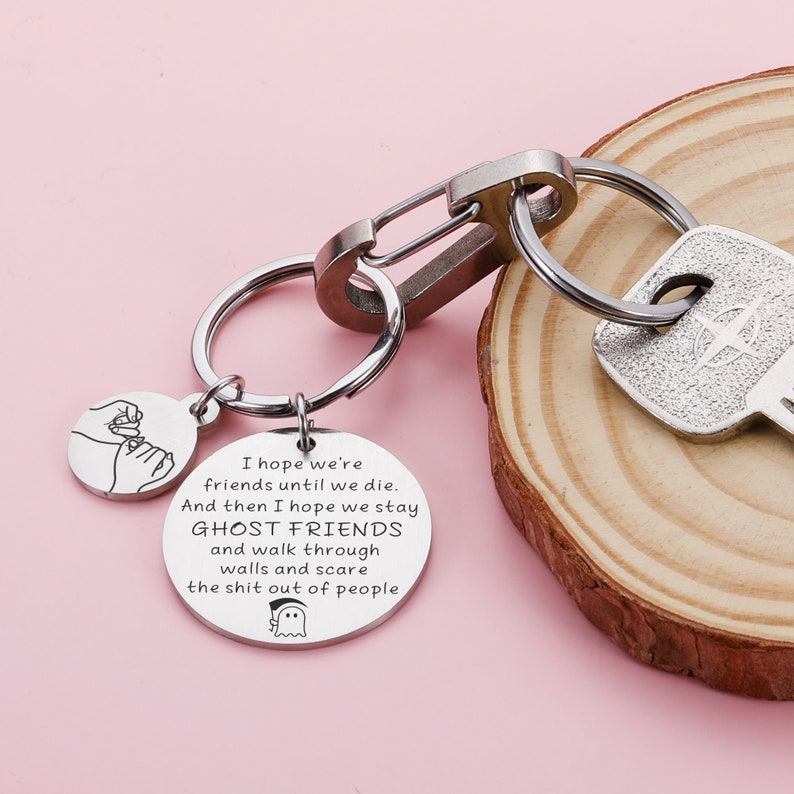Personalized Keychain With Warm Words And Holding Hands Image For Best Friend