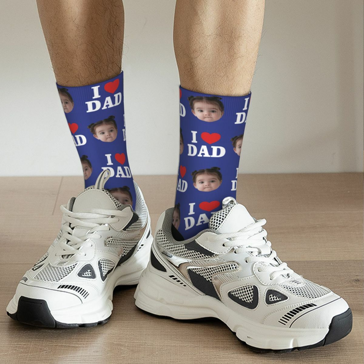 Customized Face Socks "I Love Dad" Father's Day Gift for Daddy