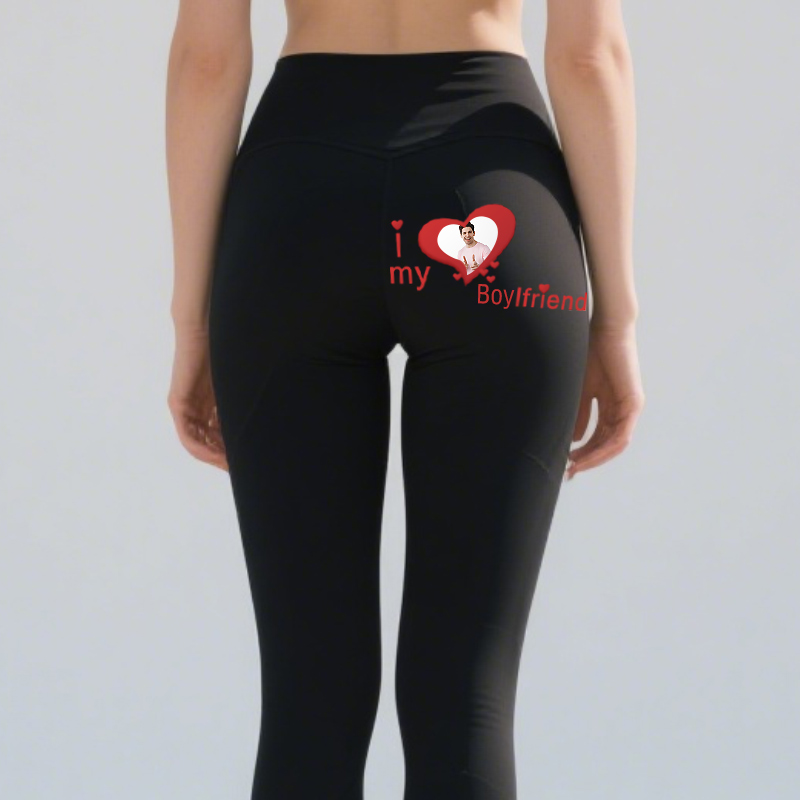 Leggings personalizados "Amo a mi novio", diseño de foto personalizado, regalo perfecto para su amante