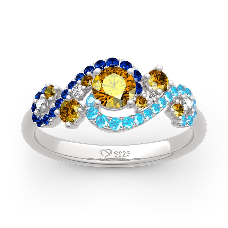 Jeulia The Starry Night Inspired Wedding Rings in 925 Silver