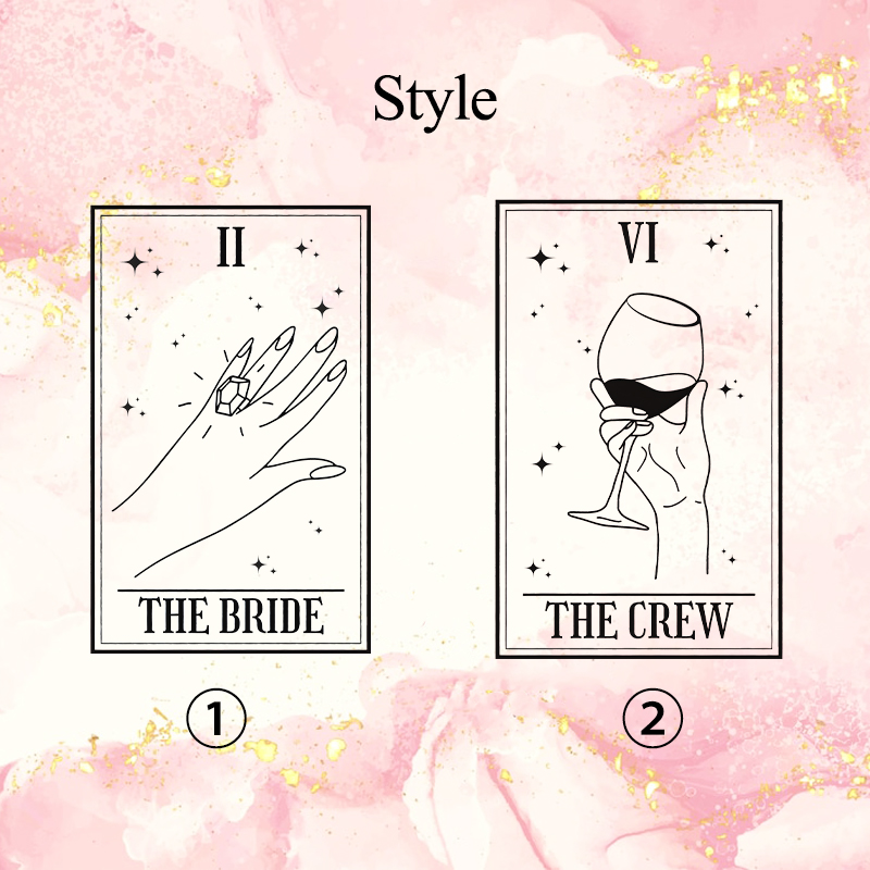 T-shirt personalizzata The Bride and Crew Tarot Card Design Regalo creativo per la festa della sposa