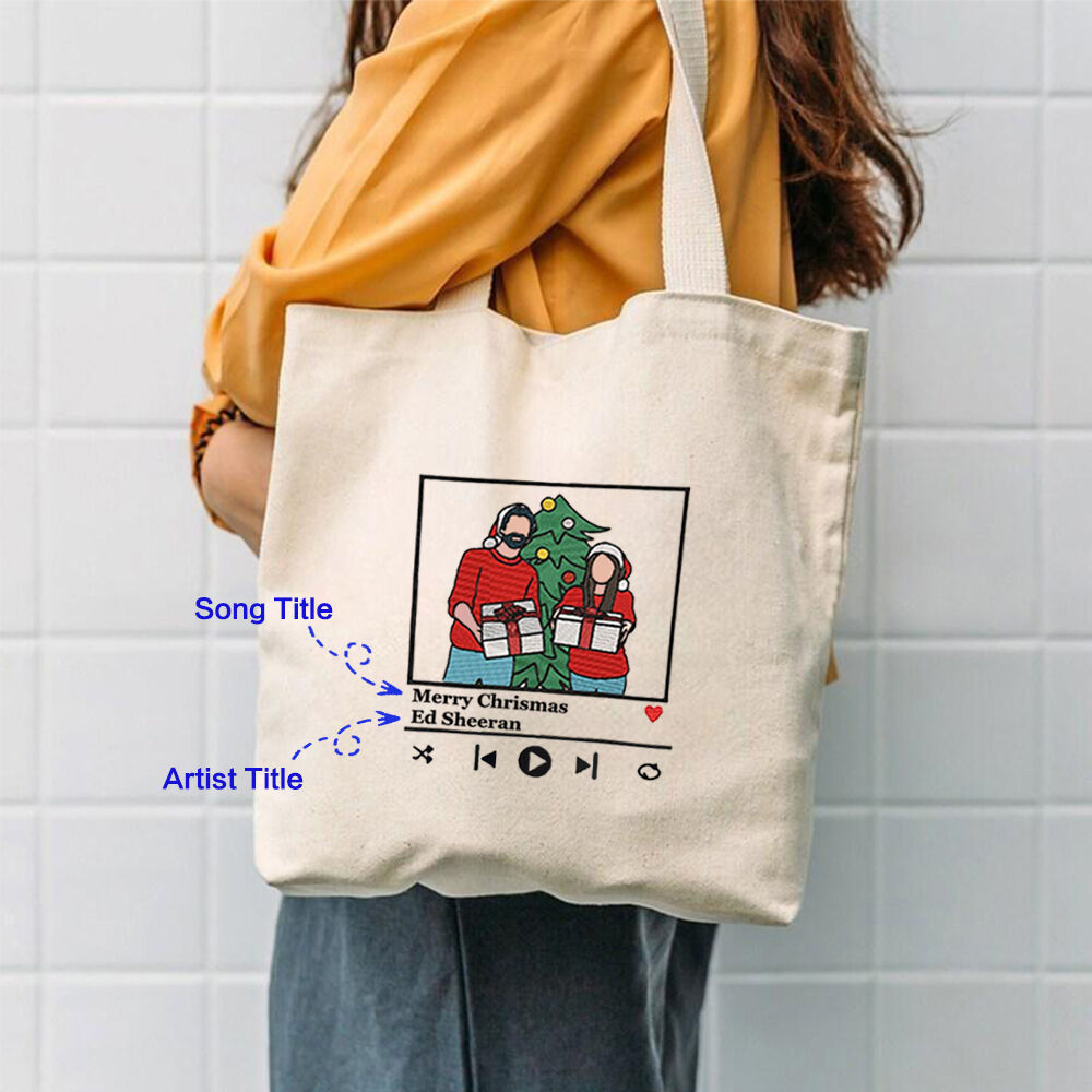 Custom Embroidered Canvas Bag Add Photo as Gift