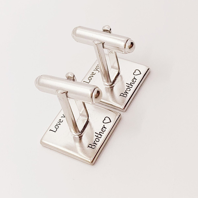 Personalized Custom Square Cufflink Fingerprint Engraving Unique Design Meaningful Gift for Him