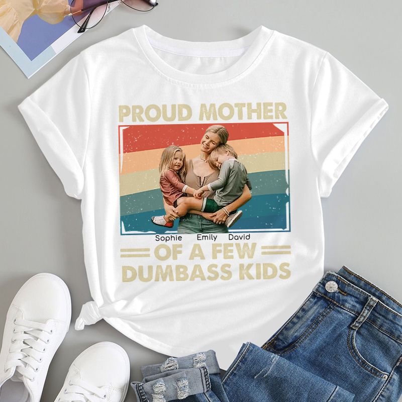 Personalized T-shirt Proud Mother of A Few Kids with Custom Photo Funny Gift for Mother's Day