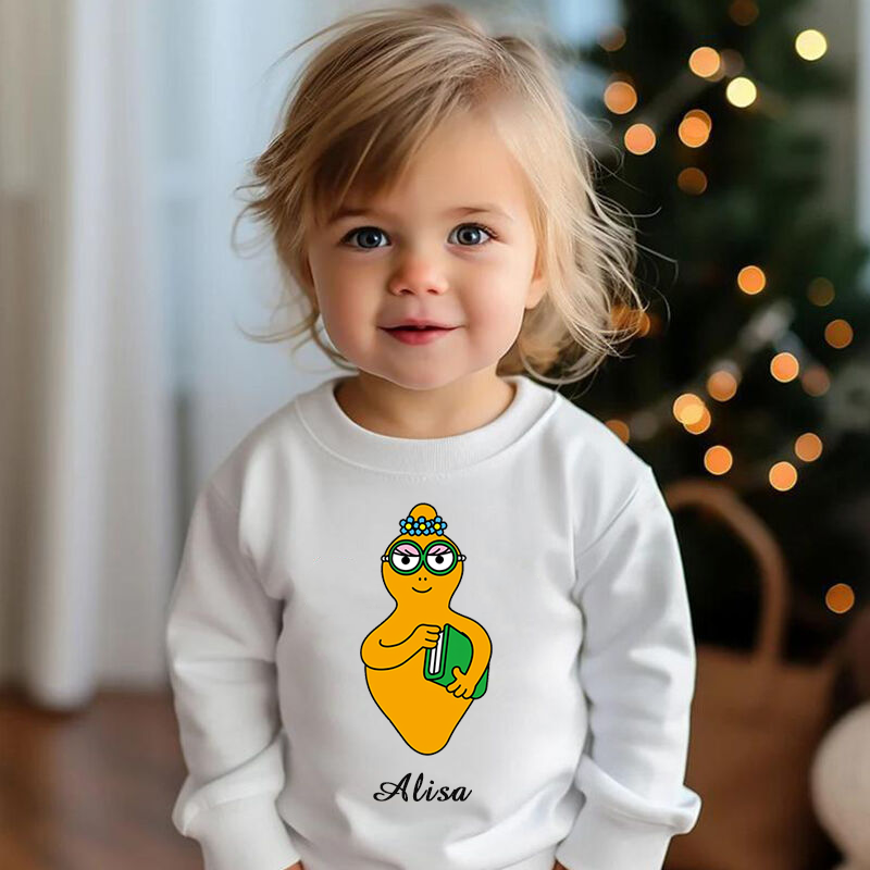 Personlig barns sweatshirt Anpassad med tecknade bilder Söt present till son