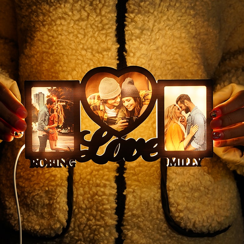 Personalized Picture Night Light with Custom Name Sweet Gift for Couples