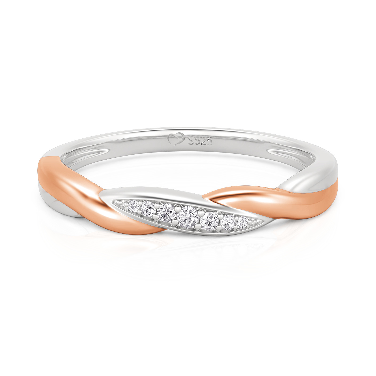 Jeulia Amore Two Tone Twist Ring for Women Sterling Silver