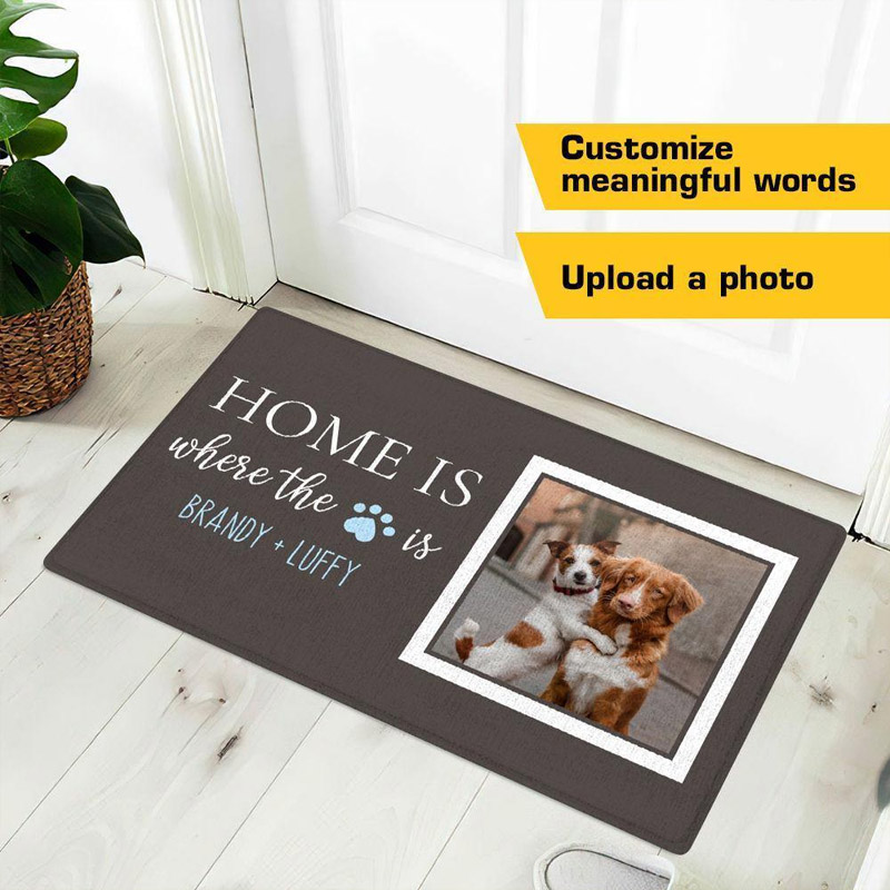 Custom Cute Pets Photo Engraved Floor Mat Brown