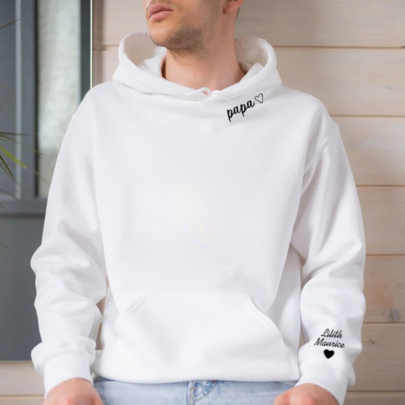 Sweat à capuche personnalisé avec inscription du nom et de la date pour la fête des pères