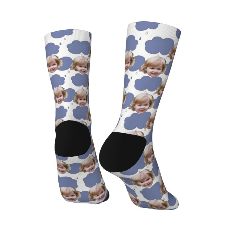 Customized Face Socks 3D Printed with Photos of Kids Gift for Mom