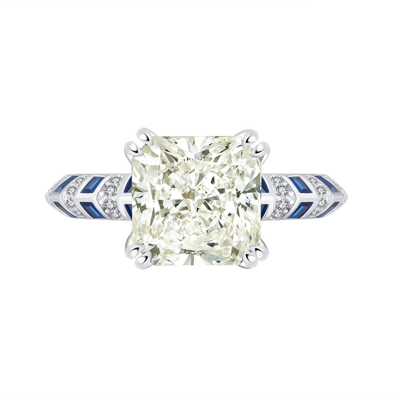 Jeulia Classic Cream Radiant Engagement Ring Two Tone Sterling Silver
