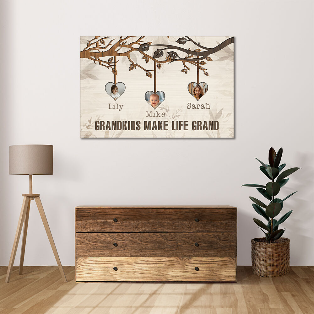 Personalized Picture Canvas Wall Art Heart Shaped Design Unique Gift for Family